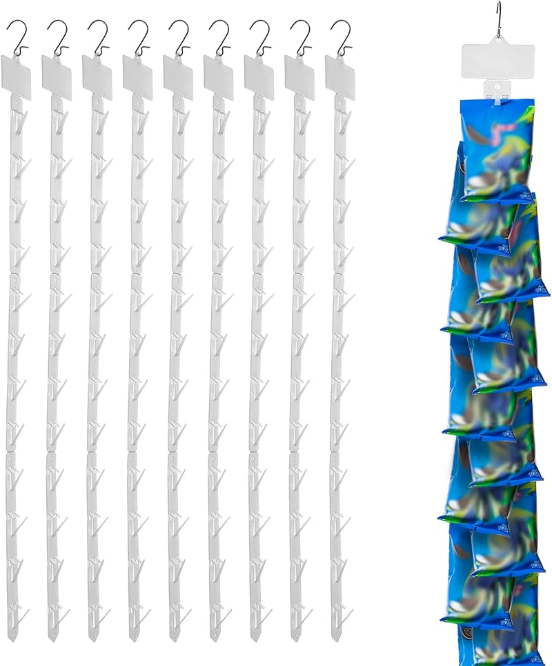 iziusy 10pk Plastic Hanging Merchandise Strips w/ Hooks Display Label Header