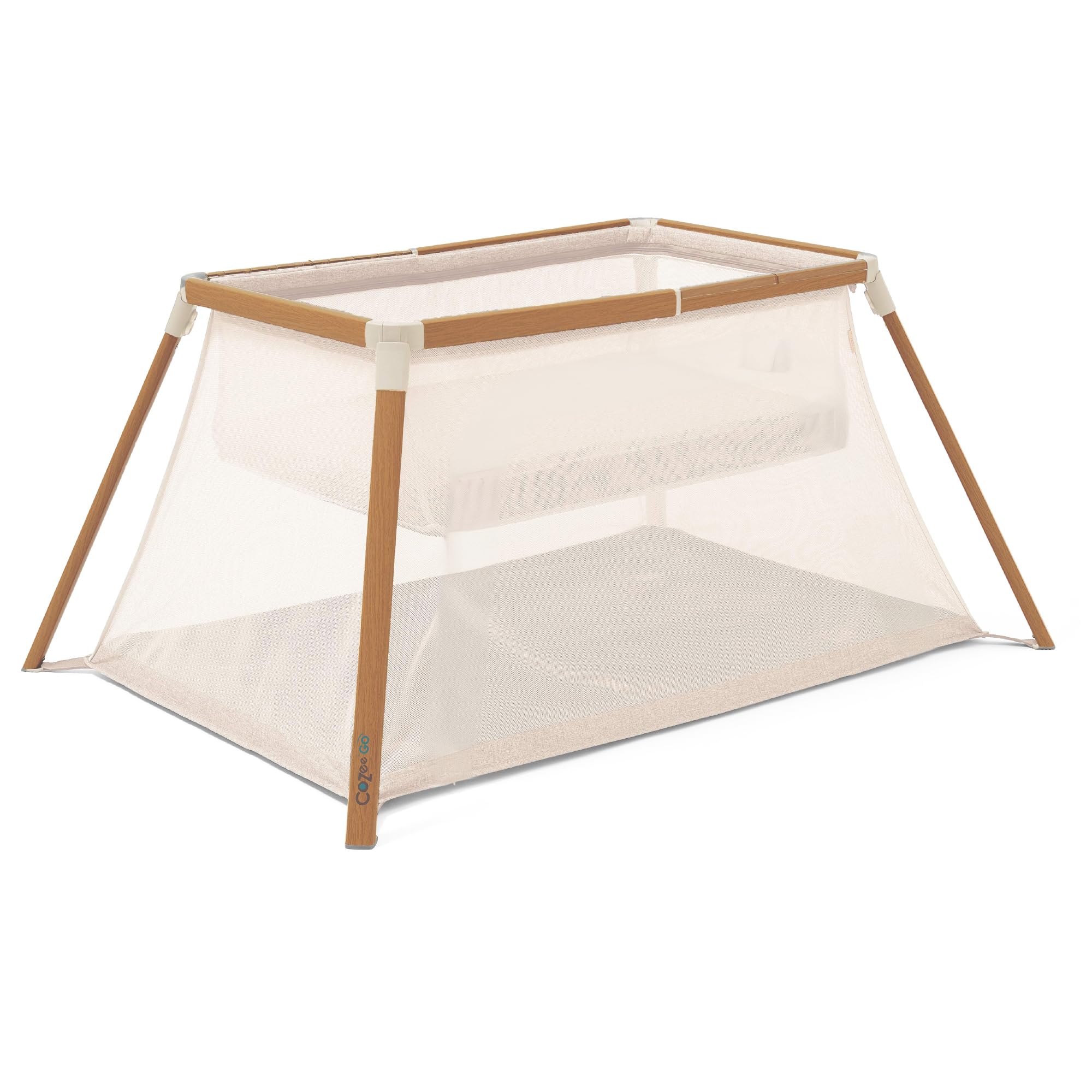 Tutti Bambini CoZee® Go 3-in-1 Bassinet, Baby Playpen & Travel Crib with Mattress Included - Lightweight, Breathable & Foldable Baby Play Pen from Birth to 3 Years (Walnut & Ecru) Image