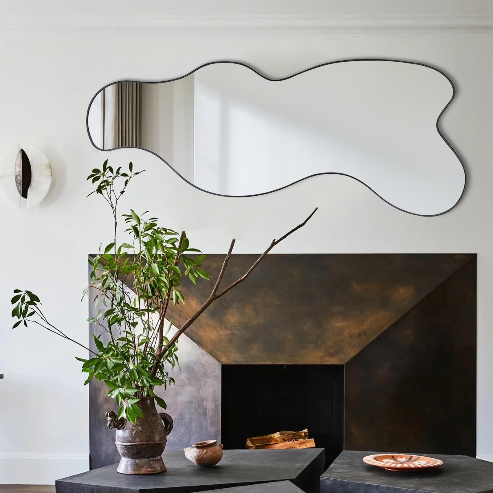 POZINO Irregular Mirror, Asymmetrical Decorative Mirror, 47.2