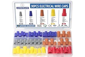 LORDANDLAND 90PCS Electrical Wire Connectors Nuts Colorful Wire Caps Kit Insulating Insert Twist Electrical Wire Connectors with Spring, Colorful Wire Caps Electrical