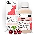 Genexa Kids’ Clean Pain & Fever Acetaminophen, Dye Free, 0% Artificial Additives, Delicious Organic Cherry Flavor, Liquid Oral Suspension Medicine for Children 2-11, 160 mg per 5mL, 4 fl oz
