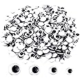 Upins 1000 Pcs Black Wiggle Googly Eyes with Self-Adhesive, 6mm 8mm 10 mm 12mm Mixed Packaging