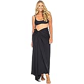 Back From Bali Womens Plus Size Sarong Swimsuit Cover Up Solid Beach Wear Bikini Wrap Skirt with Coconut Clip