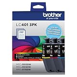 Brother Genuine LC401 Standard Yield 3-Pack Ink Cartridges â€“ Includes 1 Cartridge Each of Cyan, Magenta and Yellow , 3 Count (Pack of 1)