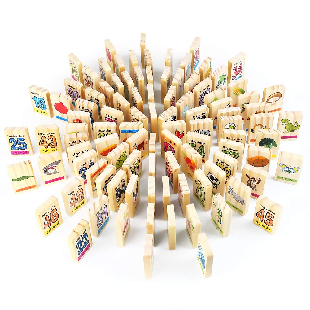 Holz Memory Domino Wild Animals Thema mit Aufbewahrungsbox Passende Play Puzzle Spiel für Kid 3 4 5 Jahren (32 Stück)