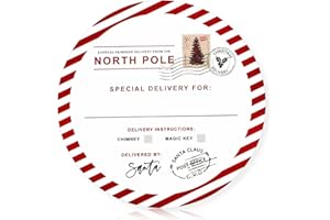 Affrolling 500 Pcs North Pole Christmas Stickers from Santa for Gifts 2 Inch Self Adhesive Christmas Gift Tag Round Xmas Wrapping Paper Labels for Xmas Party Holiday Cards Envelopes Boxes(Cute)