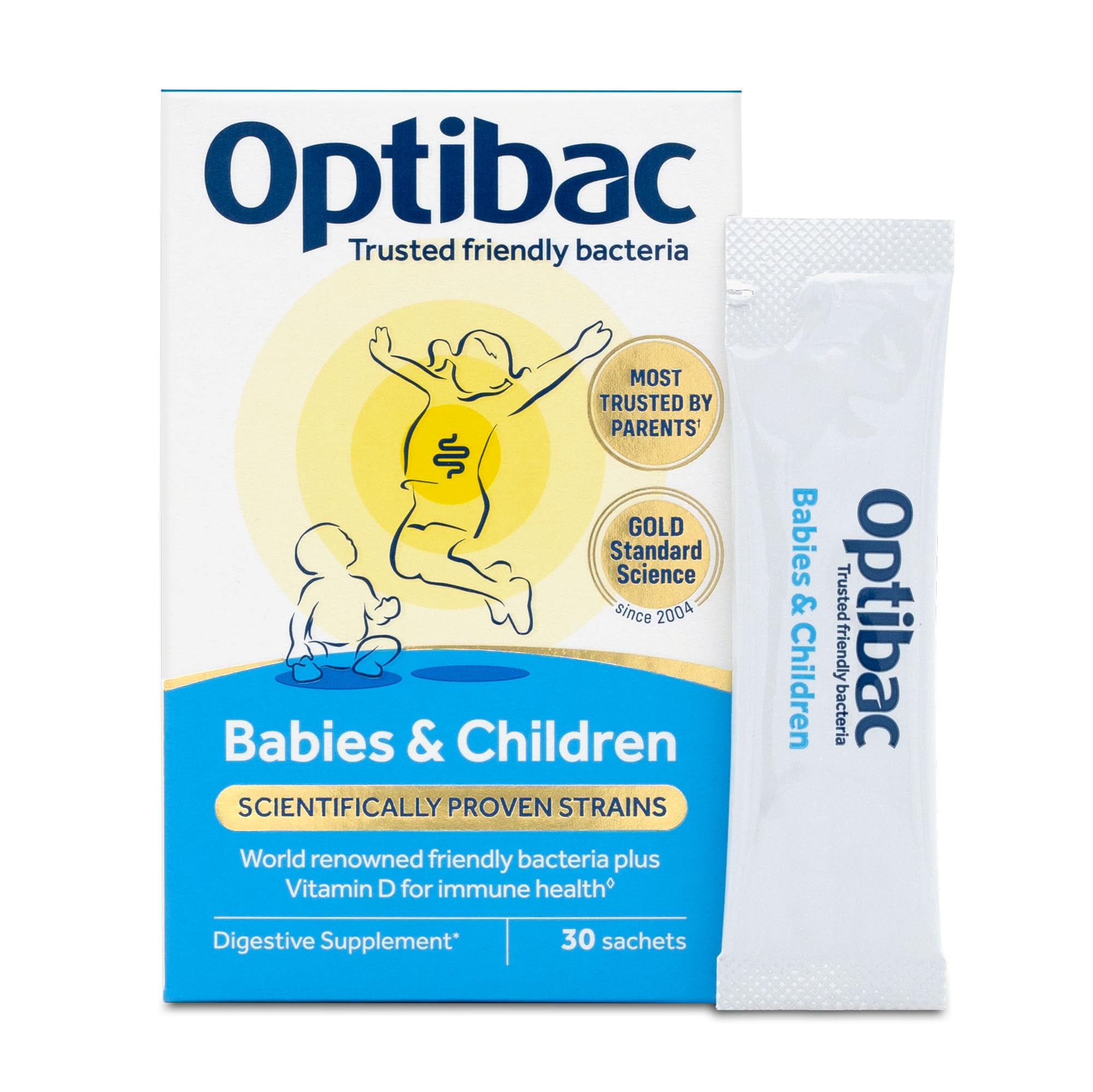 Optibac Probiotics Babies & Children - Kids Probiotic + Vitamin D for Immune Support - Most Trusted By Parents - 30 Sachets — image 1