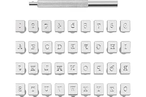 Zxiixz 37 PCS Leather Stamps Alphabet Set, 3mm Alphabet Stamp Tools Set Leather Craft Stamping Tool Kit Metal Letter and Number Stamps Punch Set for DIY Leather Craft Printing Tools