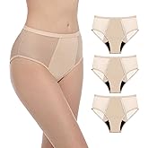 AIRCUTE Washable Women Urine Incontinence Underwear Leak Proof Panties for Postpartum Bladder Leak with 50 ml Absorbency 3 Pack (Beige, L)