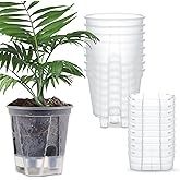 Wonderjune Self Watering Pots for Indoor Plants with Deep Reservoir and High Drainage Holes for Outdoor Plants and Flowers, Bare Root Planter(4.72'',Clear,9 Pcs)