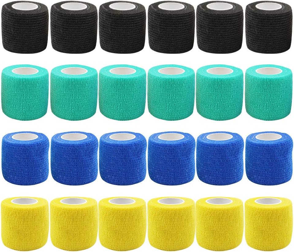 Tattoo Machine Tape Wrap - 24pcs Disposable Cohesive Tattoo Machine Wrap Elastic Handle Tattoo Grip Tape for Tattoo Machine Tattoo Grip Tattoo Supply Sports Tape Mix Color