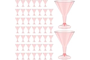 KHZSPP 50Pcs Plastic Martini Glasses,Reusable Portable Cocktail Glasses with Removable Base,Margarita Glass for Wedding Party