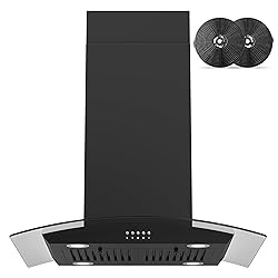 FIREGAS Black Island Mount Range Hood 30 inch with