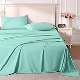 ROSE&RISY Light Green Queen Sheet Set, 4 Pieces Soft Bedding Sheet Set, Breathable and Cooling,Includes 1 Fitted, 1 Flat, 2 Pillow Cases - Deep Pocket (Light Green, Queen)