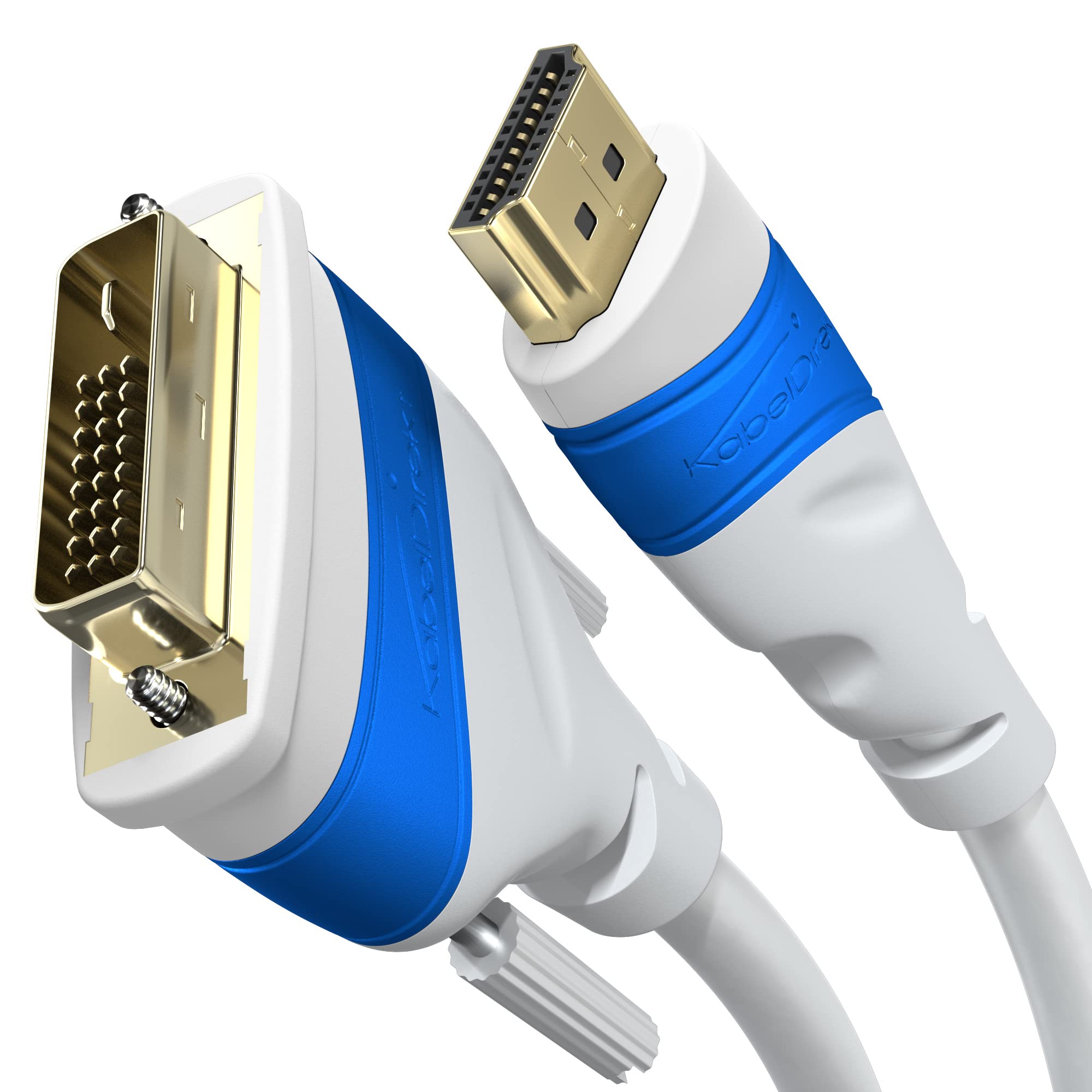 HDMI DVI adapter cable with A.I.S. shielding – 3m (bi-directional monitor cable, 24+1 Pin, connect HDMI device to DVI monitor or vice versa, Full HD/1080p, white) – by CableDirect