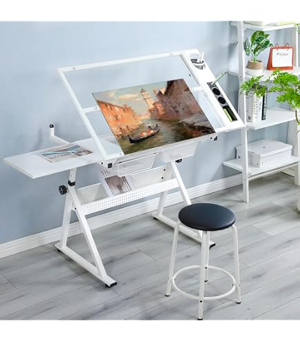 Tilting Desk With Storage Drawers CuisinSmart Adjustable Drafting ...