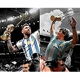 Ikonic Fotohaus Diego Maradona Lionel Messi Argentina Soccer Legends Signed Photo Autograph Print Wall Art Home Decor