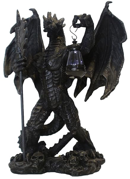 Drachenlampe With Axe And Led Lantern Dragon Decoration Mystic
