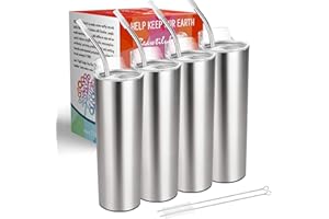 Stainless Steel Skinny Travel Tumblers - THILY 22 oz 4 Pack Vacuum Insulated Coffee Mugs with Lids and Straws, Keep Drinks Co