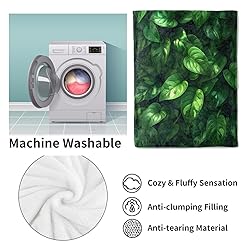 VANZEV Pothos Leaves Blanket,Sage Green Flannel