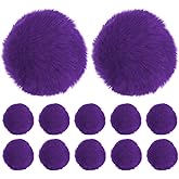 M METERXITY 12-Pack Faux Fur Pom Poms, 1.2 Inch/ 3.1 cm Soft Fluffy Pompoms Balls Faux Rabbit Fur with Elastic Loop for Hats/Bags/Keychains/Knitting Accessories/DIY Crafts [Deep Purple]
