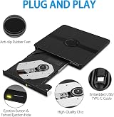ZZOSRDR External CD DVD Drive USB 3.0 Type-C Portable Writer Player Mac PC view 5