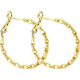 ToHeart Gold Hoop Earrings for Women Twist Hoop Earrings Gold Plated