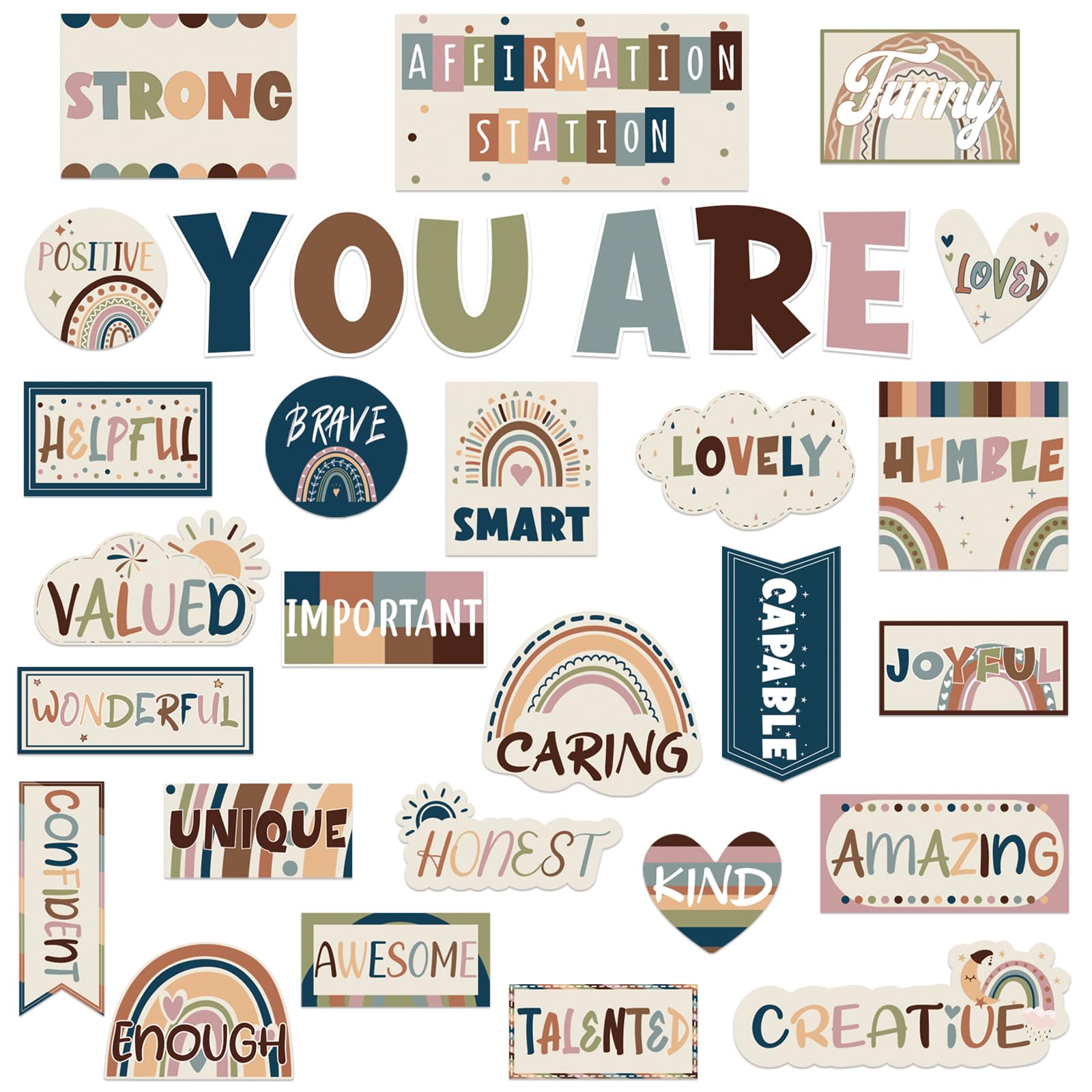 Photo 1 of Boho Affirmation Station Bulletin Board Set Positive Posters for Classroom Decor Motivational Affirmations Accents Cutouts for Back to School Classroom Bulletin Board Decorations