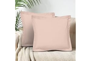 CharlottelyHues 100% Egyptian Cotton Euro Pillow Shams Set of 2 1000 Thread Count European Square Pillow Covers - Hotel Quality, Natural, Soft Bed Cushion Shams - (Euro 24''x24'', Blush)