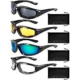 YISUGOOC 4 Pair Motorcycle Glasses Riding Glasses UV Protection Windproof And Dustproof Motorcycle Goggles Foam Cushion Eyeglasses Suitable For Outdoor Sports Motorcycle Riding