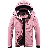 MOERDENG Women's Waterproof Ski Jacket Warm Winter Coat Outdoor Windbreaker Hiking Snowboarding Jacket