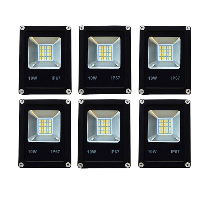 Super 10 Watt led IP6667 Ultra Thin Metal Body IP65 LED Flood Indoor/Outdoor Light with Stand -Pack of 6