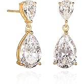 Diamond Treats 925 Sterling Silver Teardrop Earrings for Women with Colored and White Cubic Zirconia, Sterling Silver Drop Earrings for Women, Elegant Silver, Gold or Rose Gold Dangle Earrings,