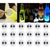 LOGUIDE LED Light Up Coasters,LED Bottle Lights, Bottle Glorifier,LED Sticker Coaster Discs for Drinks,Flash Cup Coaster Flashing Shots Light (Cool-White)