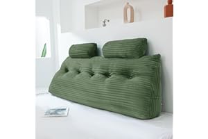 Rycwola Headboard Wedge Pillow with 2 Pack Neck Roll Pillow Large Headboard Pillow Soft and Supportive with Removable Cover (sage Green, Queen:59x8x20 Inches)