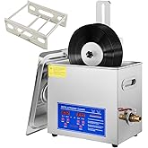 VEVOR Sonic Cleaner 6L Ultrasonic Vinyl Cleaner 7-12 Inch 8 Records Ultrasonic Vinyl Cleaning Machine 180W Ultrasonic Records Cleaner with Drying Rack for Home Store