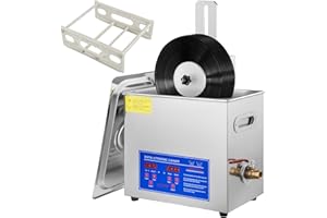 VEVOR 6L Ultrasonic Vinyl Cleaner, 7-12 Inch 8 Records Ultrasonic Vinyl Cleaning Machine 180W Ultrasonic Records Cleaner with Drying Rack for Home Store