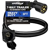 NEW SUN 7-Way Trailer Plug Extension Cable - 6 FT Heavy Duty Waterproof Connector For RV, Truck, Boat