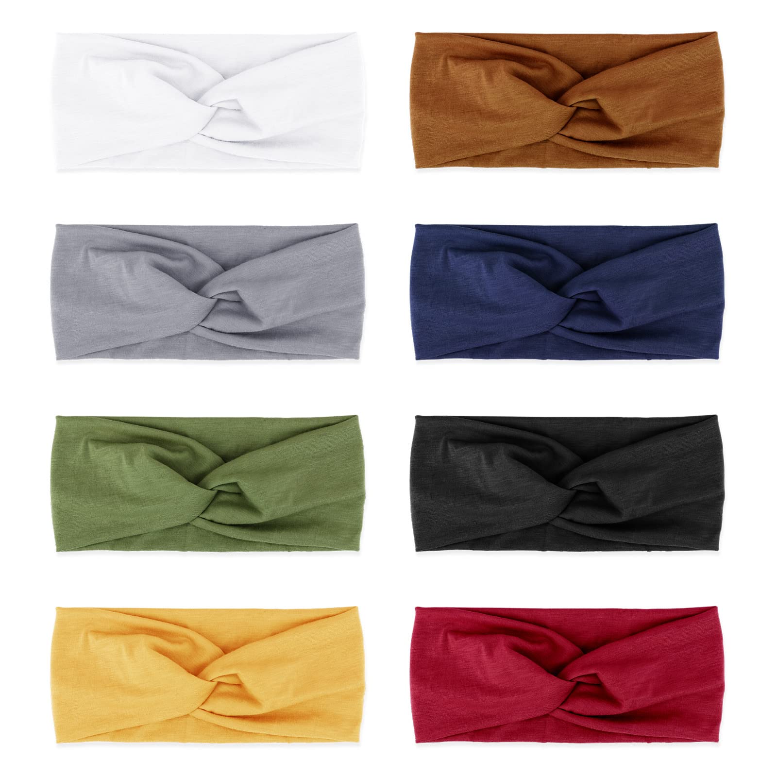 DRESHOW 8 Pack Headbands for Women Vintage Headwraps Wide Turban Cross Knotted Girls Hair Bands Accessories