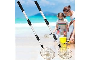 RGQSUN 2 Pack Beach Scoop Shovel Metal Sand Sifter,Shark Teeth Sifter Long Handle Shelling Tools,Extendable Rock Scooper Shell Scooper for Picking Up Shells & Rock Hunting
