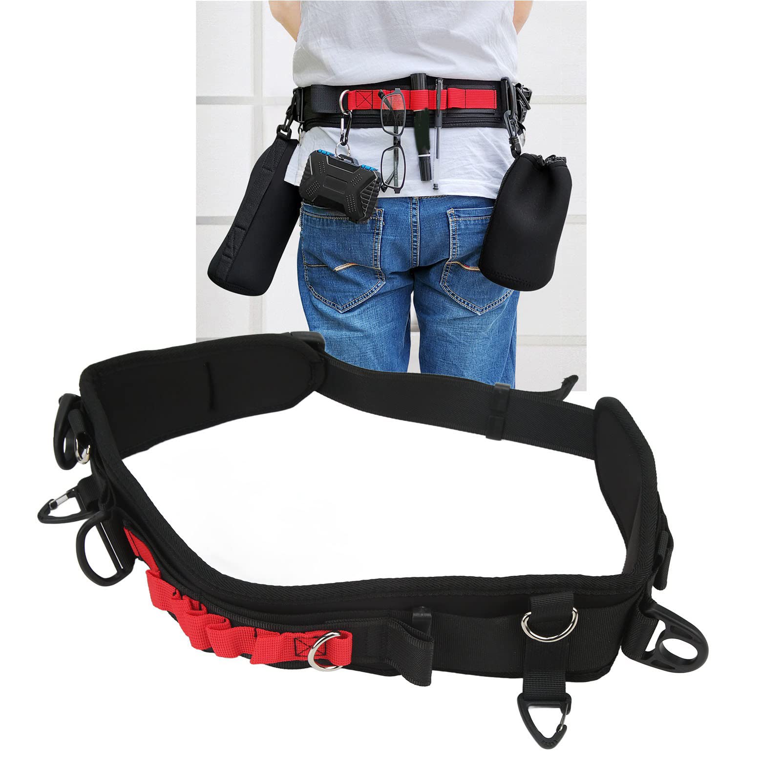 ciciglow Utility Belt Camera Waist, Nylon Photography Strap Belt with Hook, Double D Duckle, Adjustable Camera Holder Belt for Hanging Tripod Monopod Camera Case Lens Case