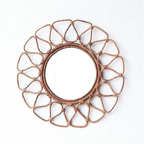 Amazon Co Jp 鏡 壁掛けミラー おしゃれ かわいい 丸 ナチュラル ウォールミラー ラタンフラワーサークルミラー Cle4756 ホーム キッチン