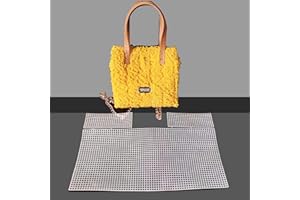 Allazone 39 PCS Clear Plastic Mesh Canvas Sheets for Embroidery, Plastic Canvas Plastic Mesh Sheets with 2 Color Acrylic Yarn for DIY Sewing Bag