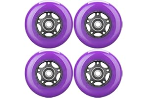 WHEELCOME Inline Skate Wheels with Bearings ABEC-9 and Floating Spacers for Blades Roller Hockey Skates, 85A Indoor & Outdoor, 64mm/70mm/72mm/76mm/80mm Dia, 4-Pack (Purple, 72mm)