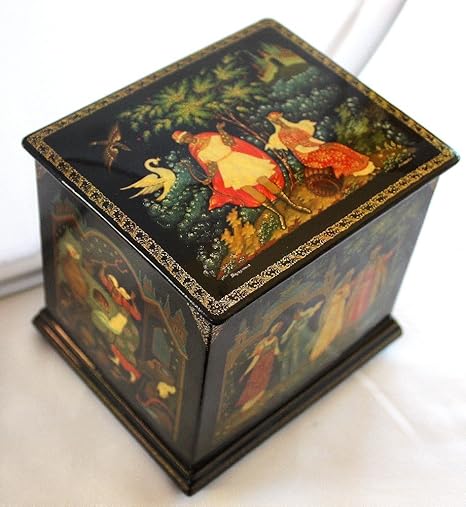 Grandes ruso lacado caja hadas Palej 5,25 x 4,5 x 5h cm: Amazon.es: Hogar