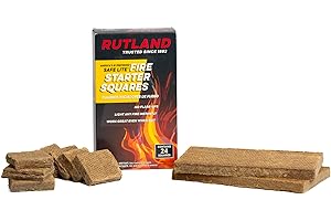 RUTLAND PRODUCTS Rutland Safe Lite Fire Starter Squares - Heavy Charcoal Starters for Fireplace, Grill Pit, BBQ & Campfires - USA-Made Camping Accessories - Odorless Long Burn - 24 Squares