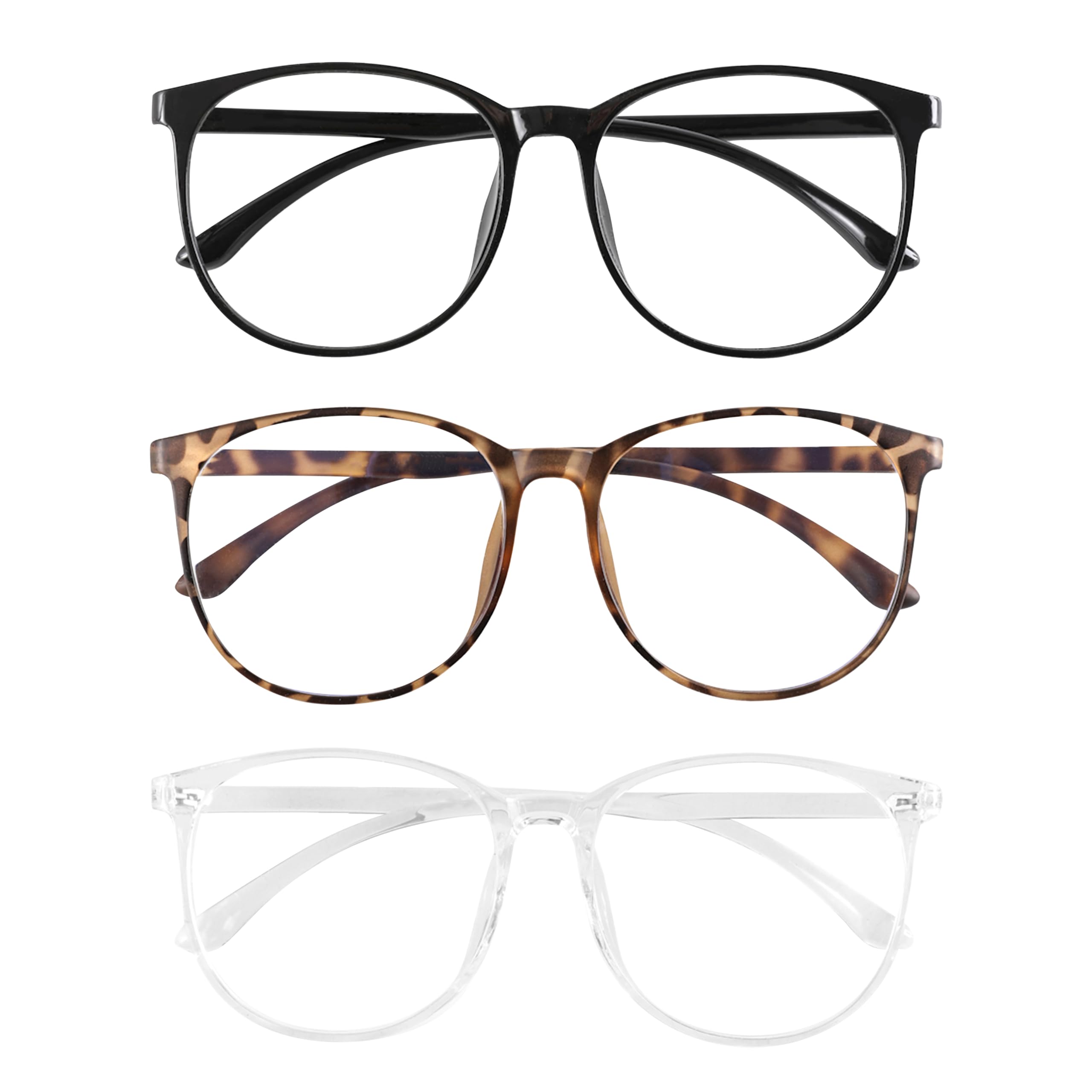 Dolarosey Blue Light Blocking Glasses Oversized Frame for Computer/Phone/Pad/Game/TV,Anti Glare Avoids Headaches Eye Strain(Black Clear Tortoiseshell)