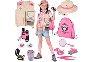 PATHFINDER PANDAS Kids Explorer Kit with Safari Vest & Hat for 3-12 Year Old Boys & Girls - Safari Costume Kids, Zoo Keeper, Paleontologist & More - Giftable STEM Outdoor Explorer + Bug Ebook