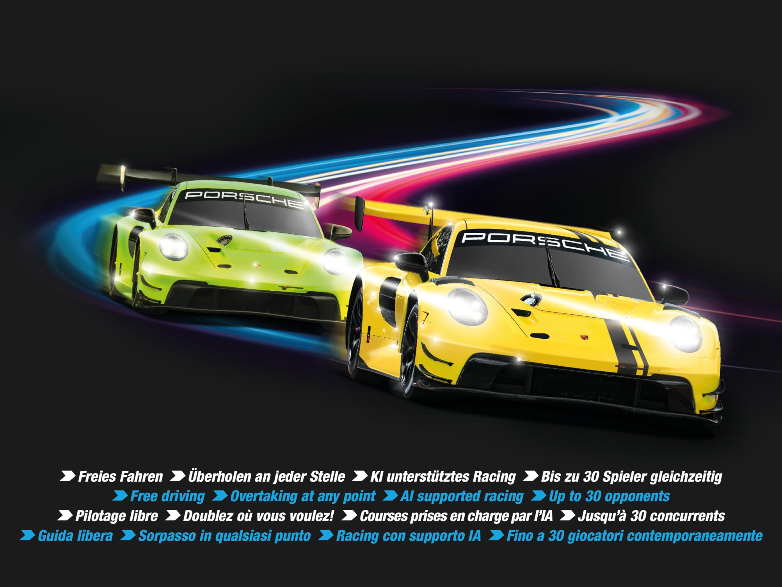 Carrera HYBRID Speedway to Hell I Rennspaß der neuen Generation - Legendäre Rennboliden Porsche 911 GT3 R im Maßstab 1:50 - Hybrid Technologie mit KI-Unterstützung - Steuerung per Smartphone-App 7