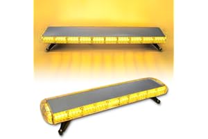 CUMART 47" 88 Amber Yellow LED Extreme Bright Intensity Construction Emergency Warning Strobe Light Bar Rooftop Low Profile Law Enforcement Hazard Flashing for Tow Truck Vehicle Universal